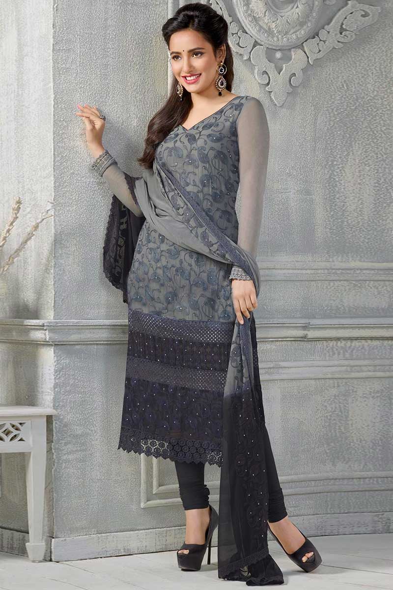 grey and black churidar