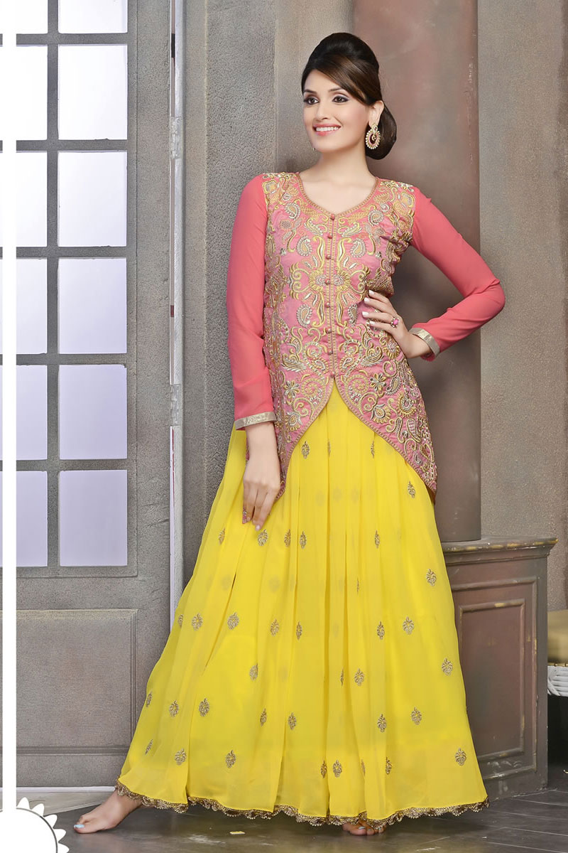 yellow suit with orange dupatta