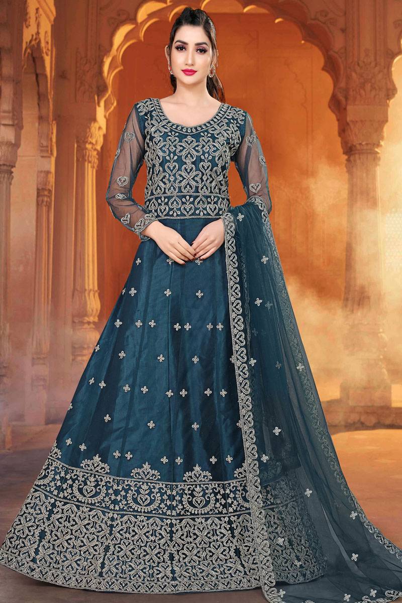 prussian blue color dress Wedding Shop Anarkali Suit In Embroidered Fabric LSTV111841 homecoming dresses 7f61b4063781cf4e6b11213f5d0868ef.jpg Size:18/24