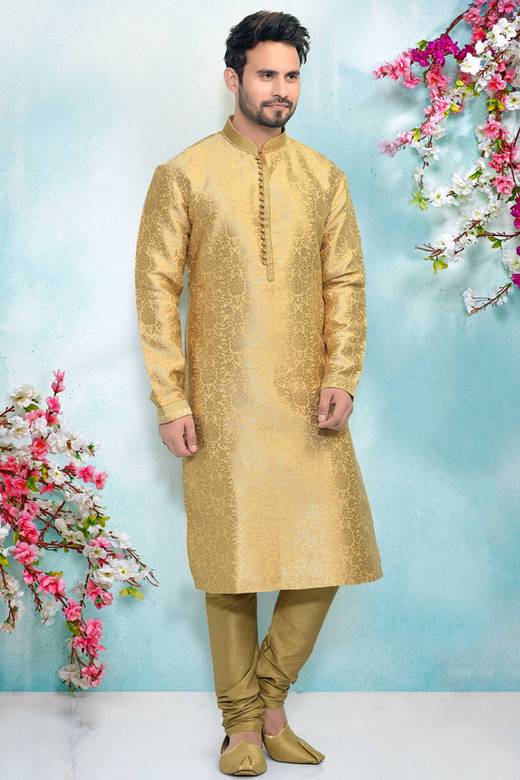 the gold threaded dress Thread Ottoman with Beaded Corseted Bodice Handling the garments with main image 1