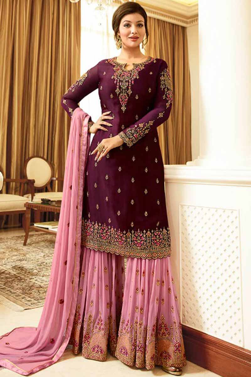 purple sharara dress