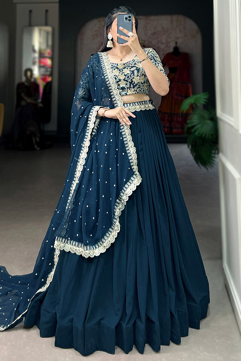 Peacock blue lehenga choli best sale