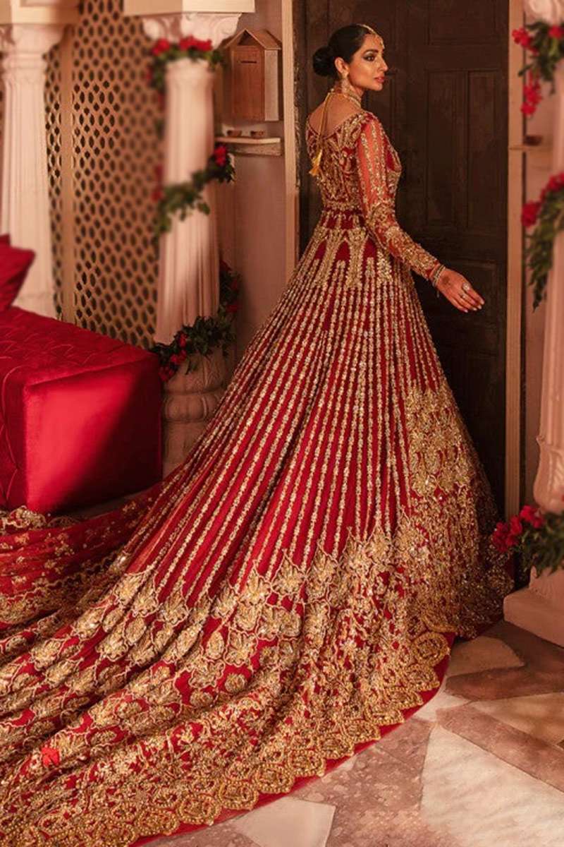 Andaaz Fashion Women's Deep Red Net Anarkali With Trail Bridal Salwar Kameez Andaaz Fashion Women's Deep Red Net Anarkali With Trail Bridal Salwar Kameez