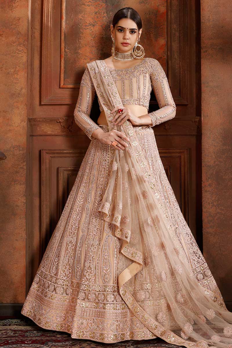 Beige Lehenga Choli Ready to Wear Bridal Lehenga Choli Net Lehenga Bridesmaids Lehenga outlets Free Shipping Available