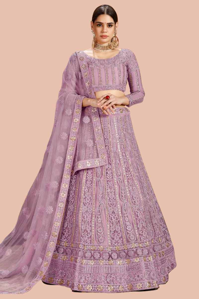 Buy Embroidered Net Lehenga Choli In Lilac Purple Colour Online LLCV01296 Andaaz Fashion