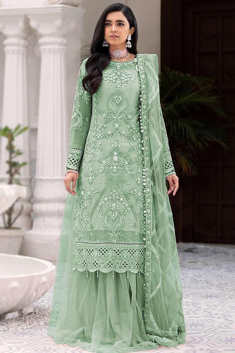 sachin and babi light blue dress Long Mint Green Beaded Embroidered Ball Gown Prom Dress Size 1 Event formal  Gown main image 0