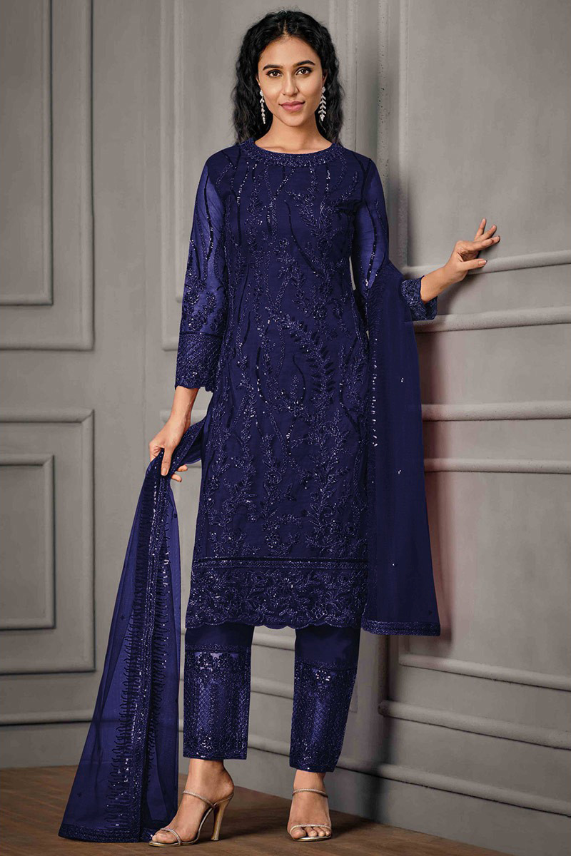 Ladies navy blue trouser suit best sale