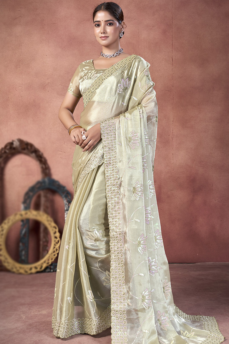 Shimmer chiffon high quality Saree with matching Blouse