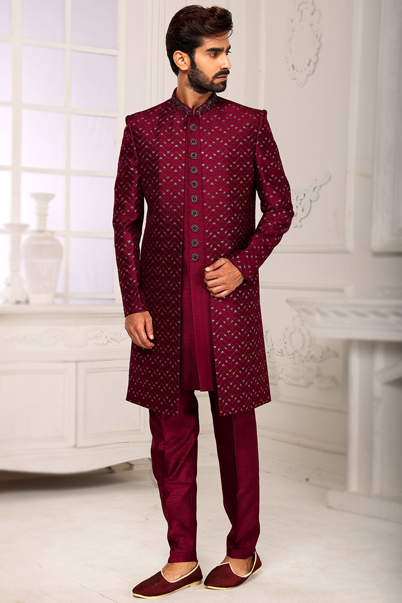 Online Fashion Boutiques Embroidered Burgundy Jacket Style Men