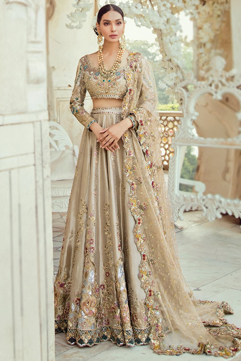 Embroidered Silk Gold Lehenga LLCV114938