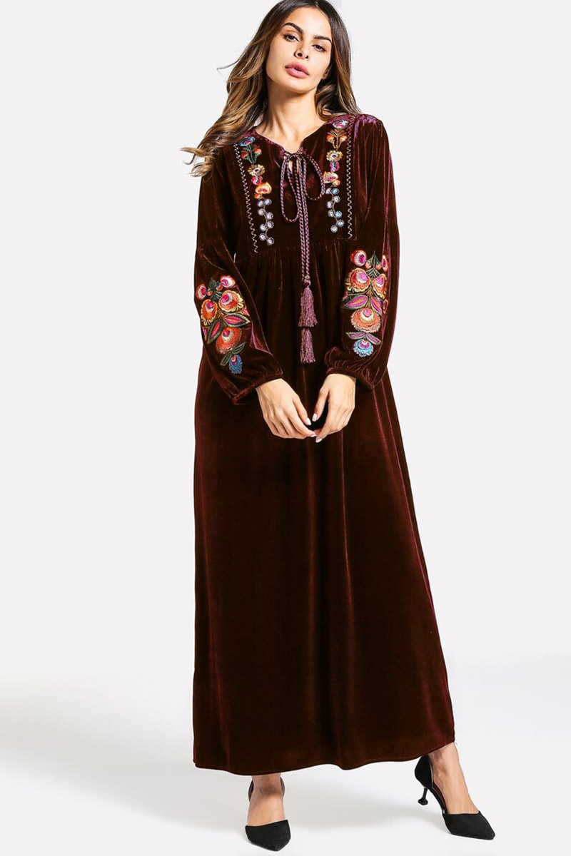 embroidered modest dress