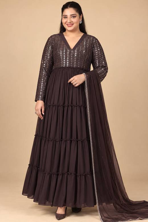 plus size indian dress designs for fat ladies Anarkali with Churidar Dresses: Buy Anarkali with Churidar Indian Plus Size Dresses Women Online in USA fashion chubby body type plus size indian wedding dresses