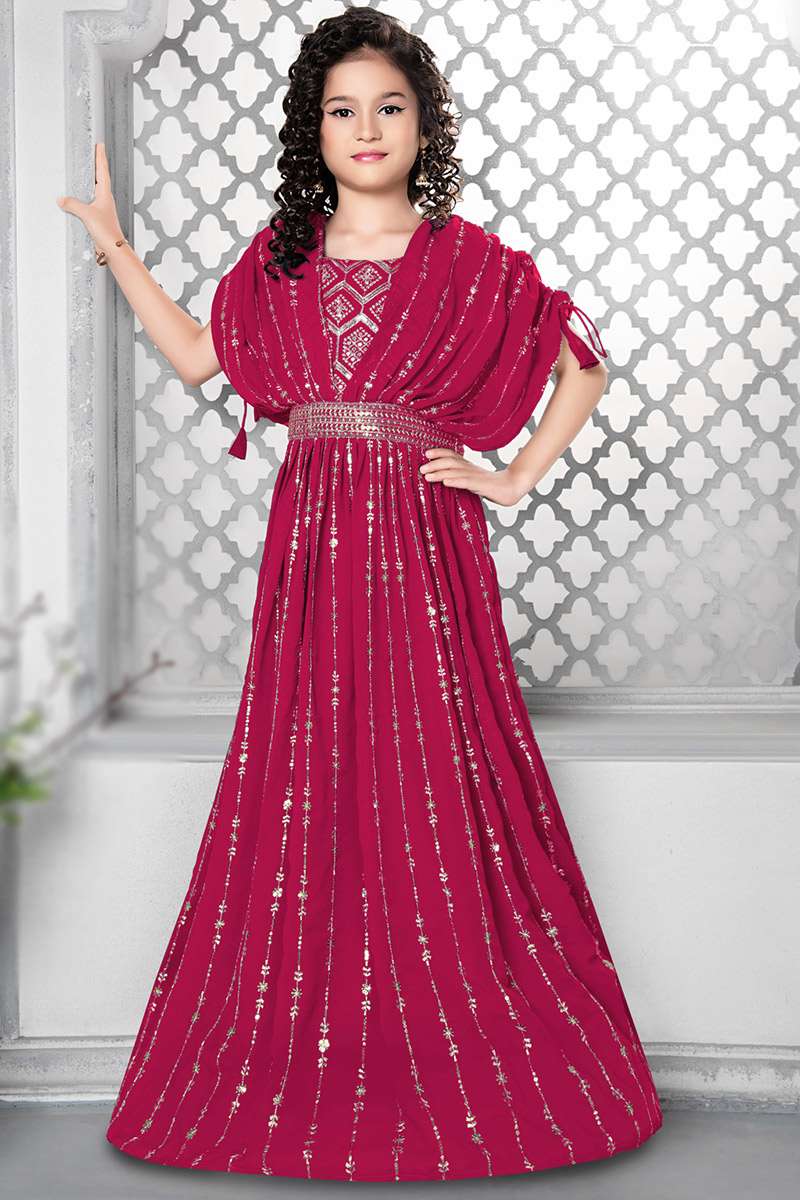 Buy Festival Wear Dark Pink Embroidered Gown LSTV123571