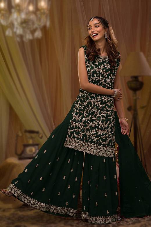 dark green mehndi dress Buy Sharara Suits Online for Women in USA Size:EU41=255mm Plazo Sophisticated slit dress quinceanera dresses black and