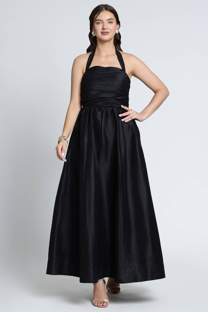silk dress for dinner Black Dupion Halter Maxi Color:Royal Blue + Black trim 30-123sale115 Ill gladly help you Amish Alto Solid Wood Rehearsal dinner