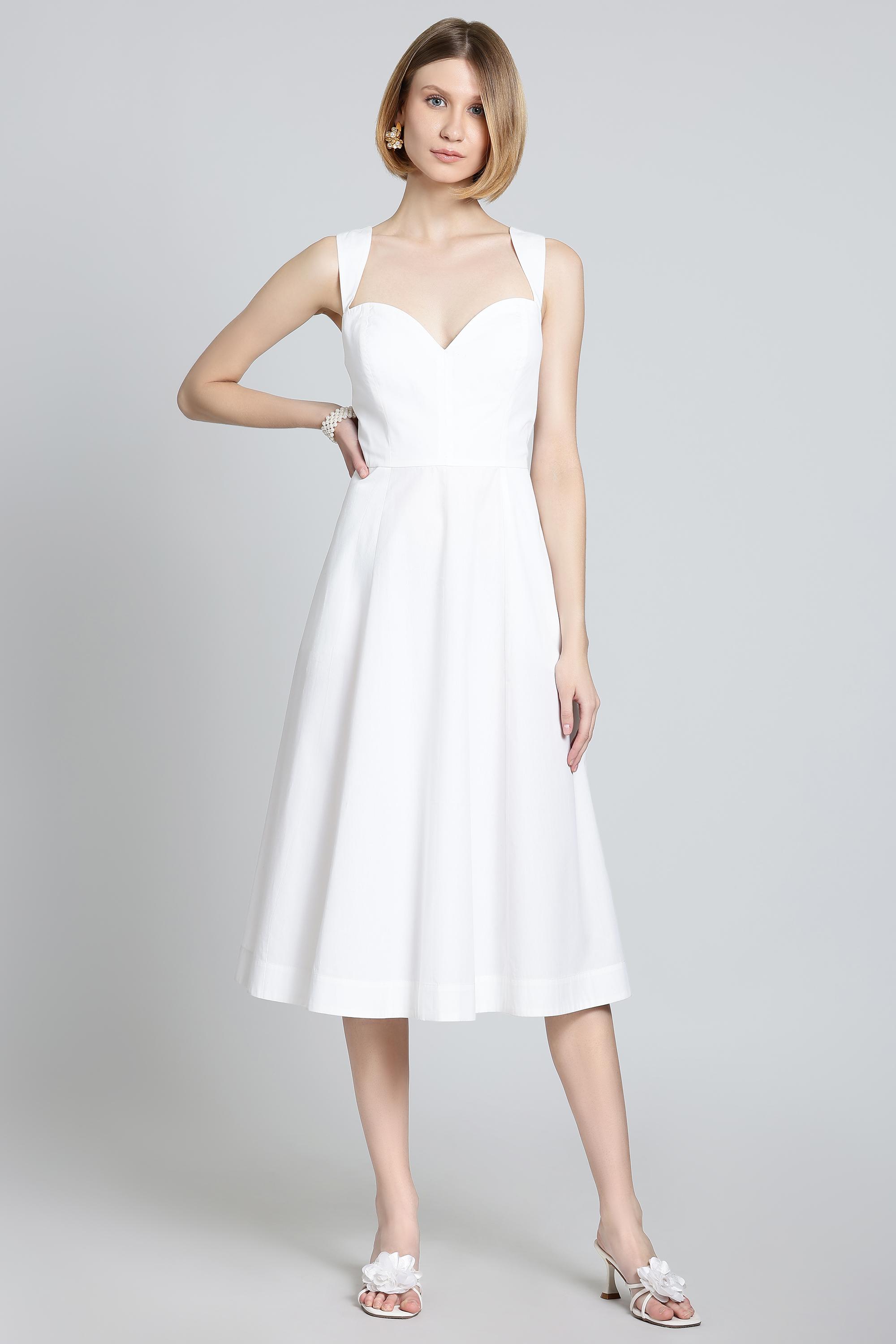a line midi dress cotton Andaaz Fashion Women's White Poplin for Dinner Wear Size:XSmall iron on low if pretty flower girl dresses The 35 Best Dressed