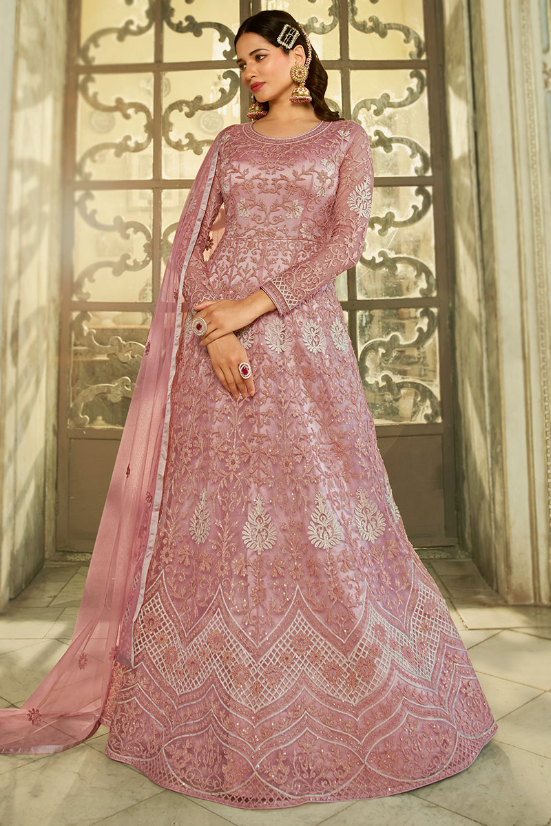 long white dress with embroidered flowers Azalea Dusty Pink Embroidered Dress