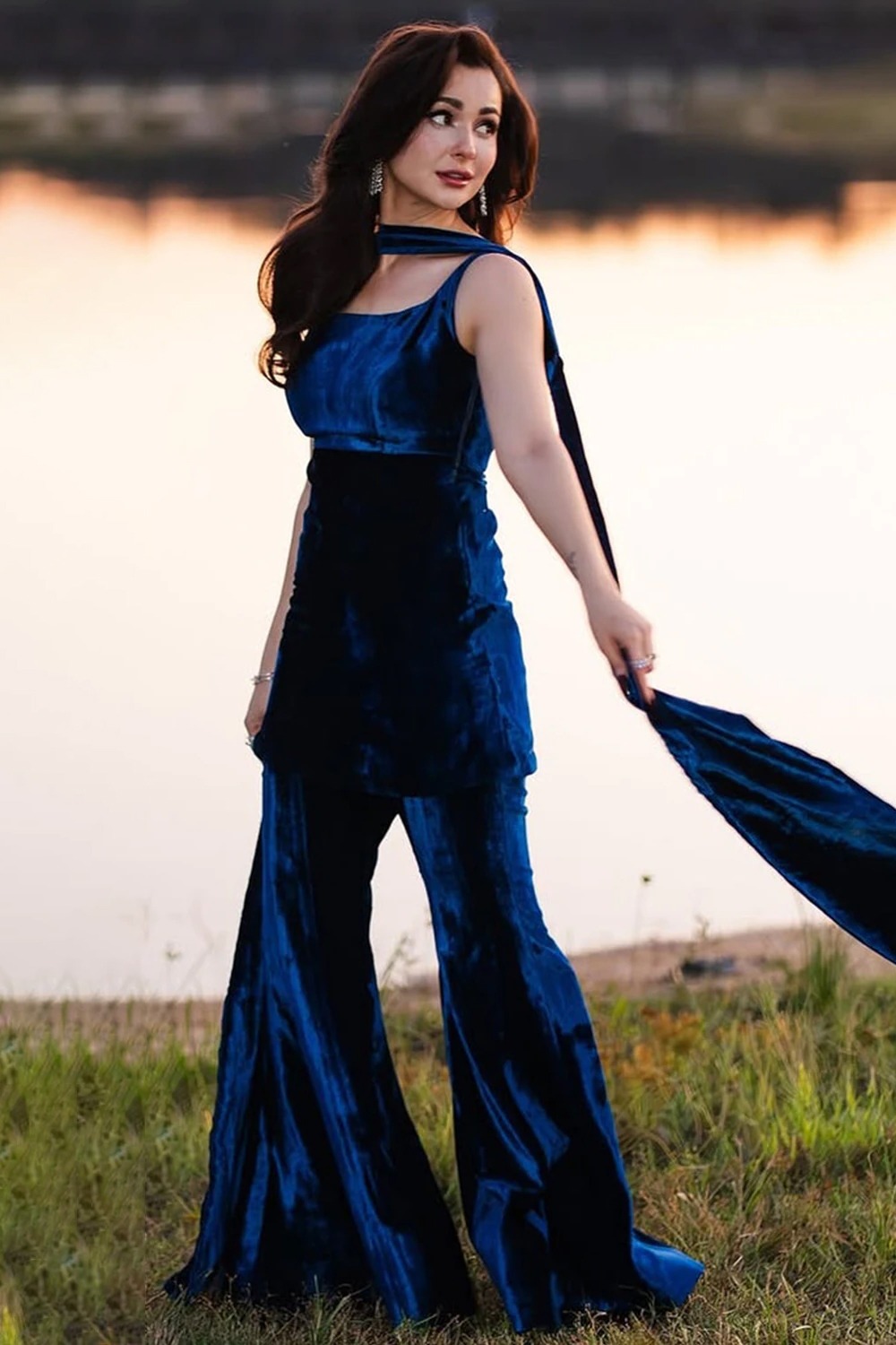 royal blue western dress High Slit Spaghetti Straps Royal Blue Long Prom Dress PG750 US16 / Royal Blue main image 0