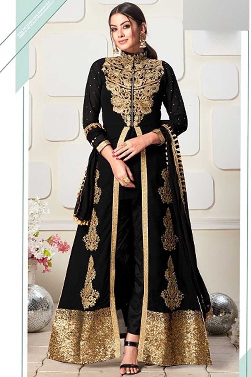 Black chiffon anarkali cheap
