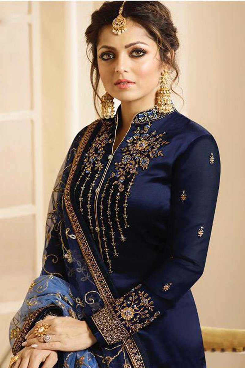 blue churidar models