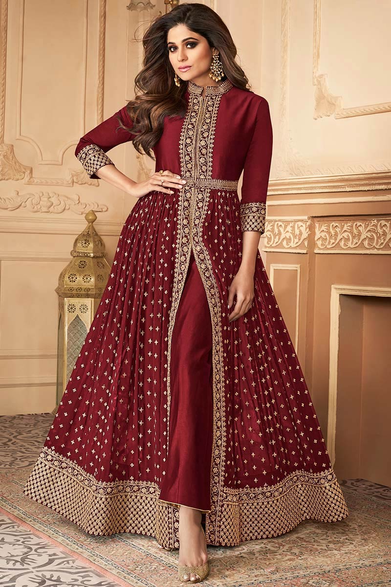 Buy Georgette Party Wear Anarkali Suit In Maroon Color Online LSTV05816 Andaaz Fashion