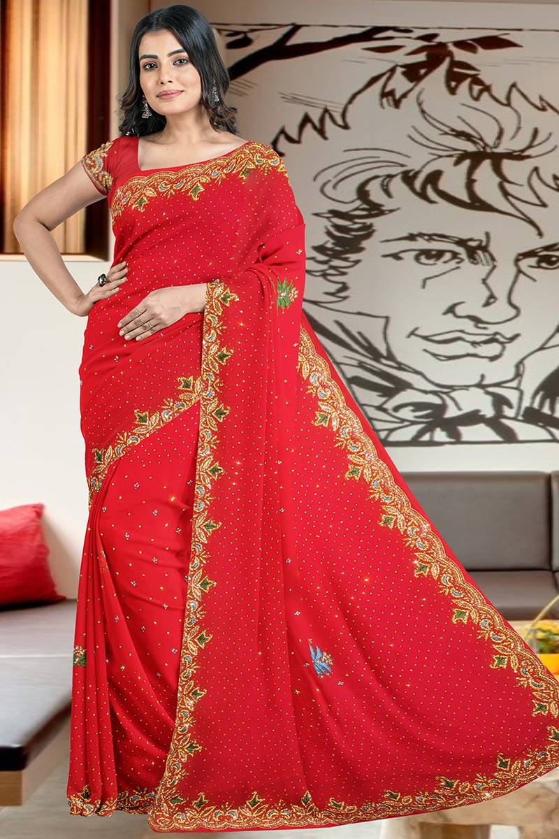 Georgette party wear saree 2025