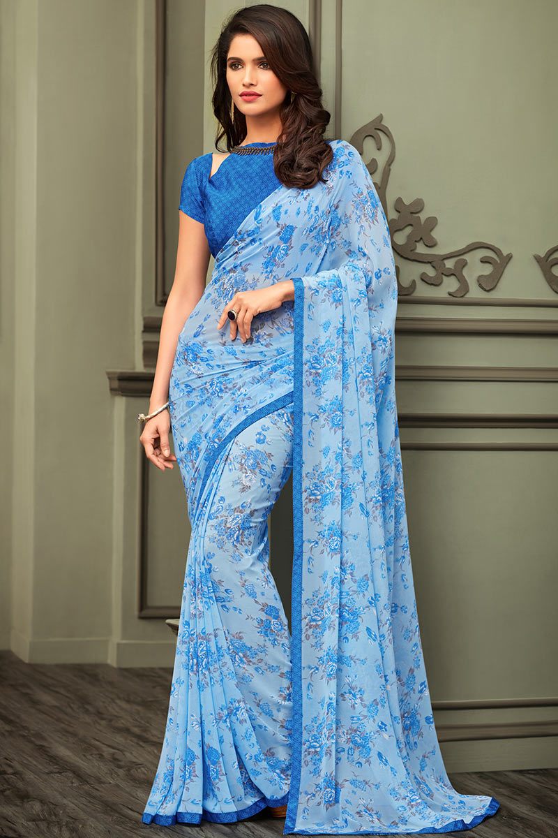 Details more than 149 baby blue saree best - vietkidsiq.edu.vn