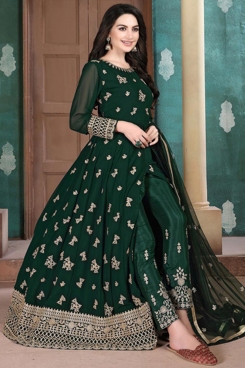 Sastha Fashion Mother And Daughter Stylish Classy Partywear Printed Half  Sleeves Long Length Cotton Fabric Green Colour Gown ( S , M , L , XL , XXL  , XXXL )