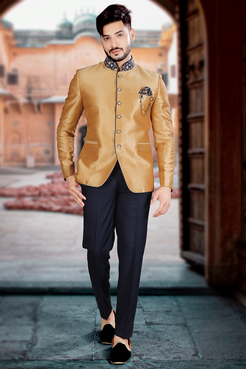 Buy Gold Art Silk Men Sherwani MSTV02411 Buy Gold Art Silk Men Sherwani MSTV02411