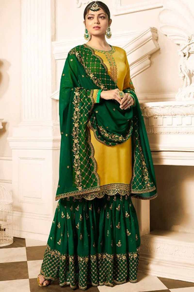 green sharara for mehndi