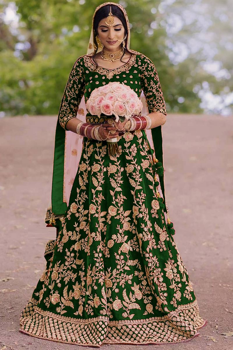Green Anarkali Suit with Zardosi work LLCV08483