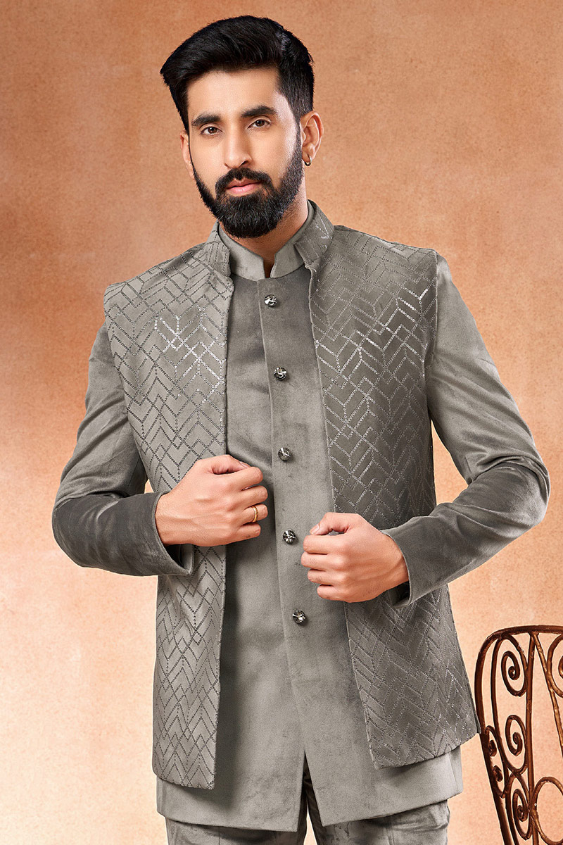 Fur Collar Men's Embroidered Jacket Found Men's Textured