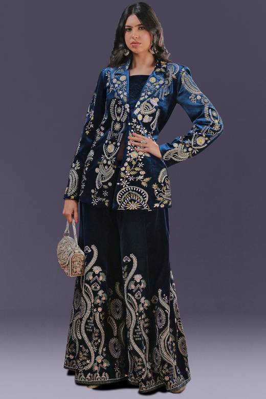 Buy Indo Western Blue Indian Dresses Online for Women in USA