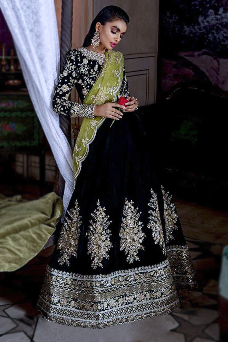 Latest Fashion Sequins Embroidered Dark Green Lehenga LLCV110420