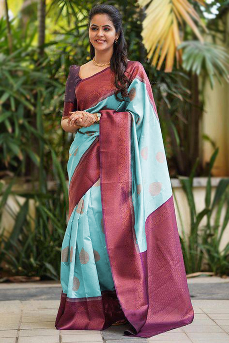 Light Blue Art Silk Saree|SARV153732