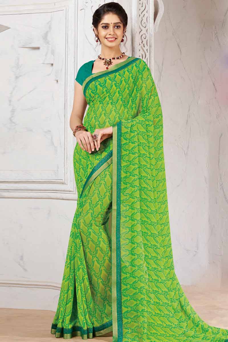 buy light green georgette saree with georgette blouse light green saree blouse