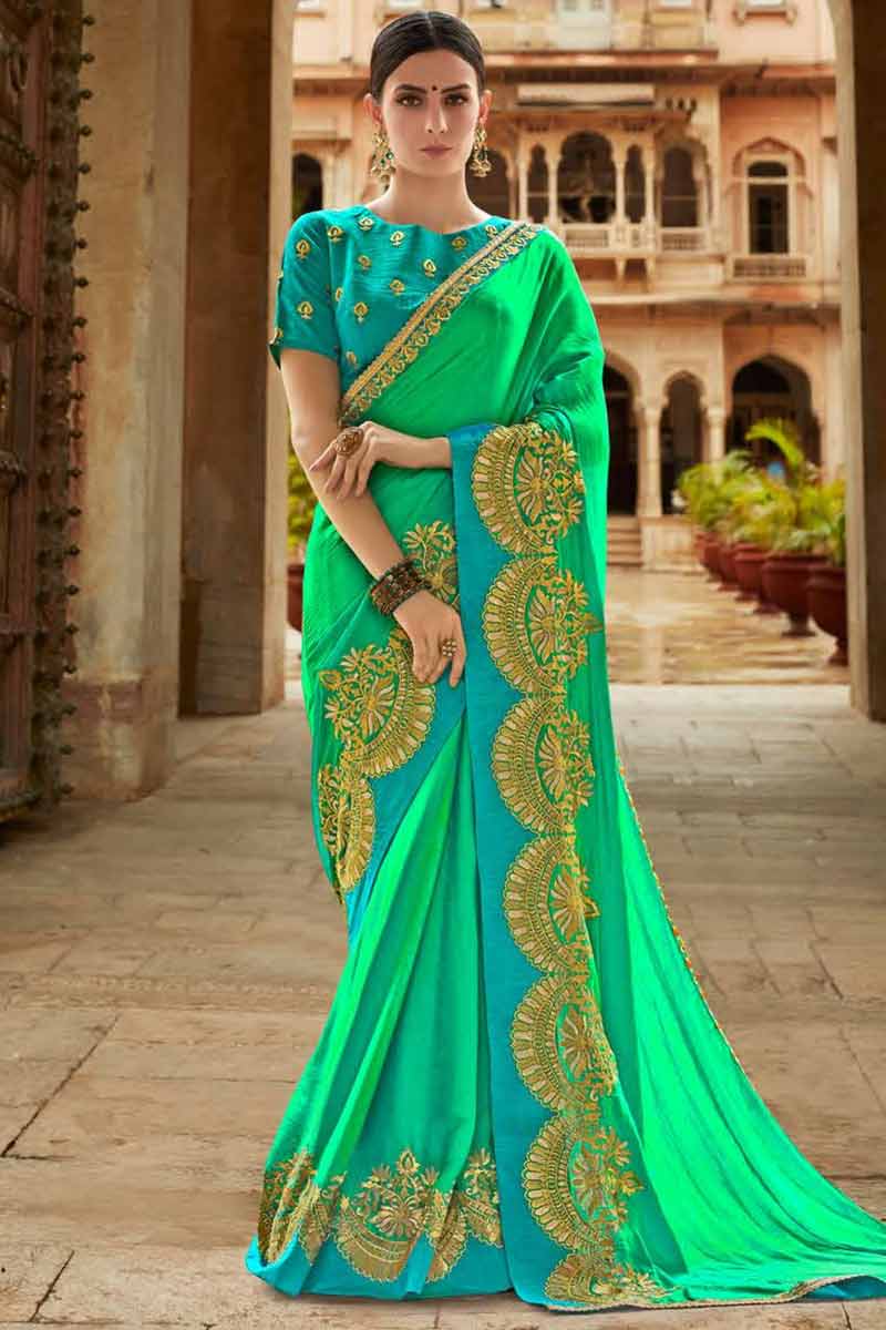 Buy Light green Silk Saree With Silk Blouse Online - SARV01328 | Andaaz  Fashion