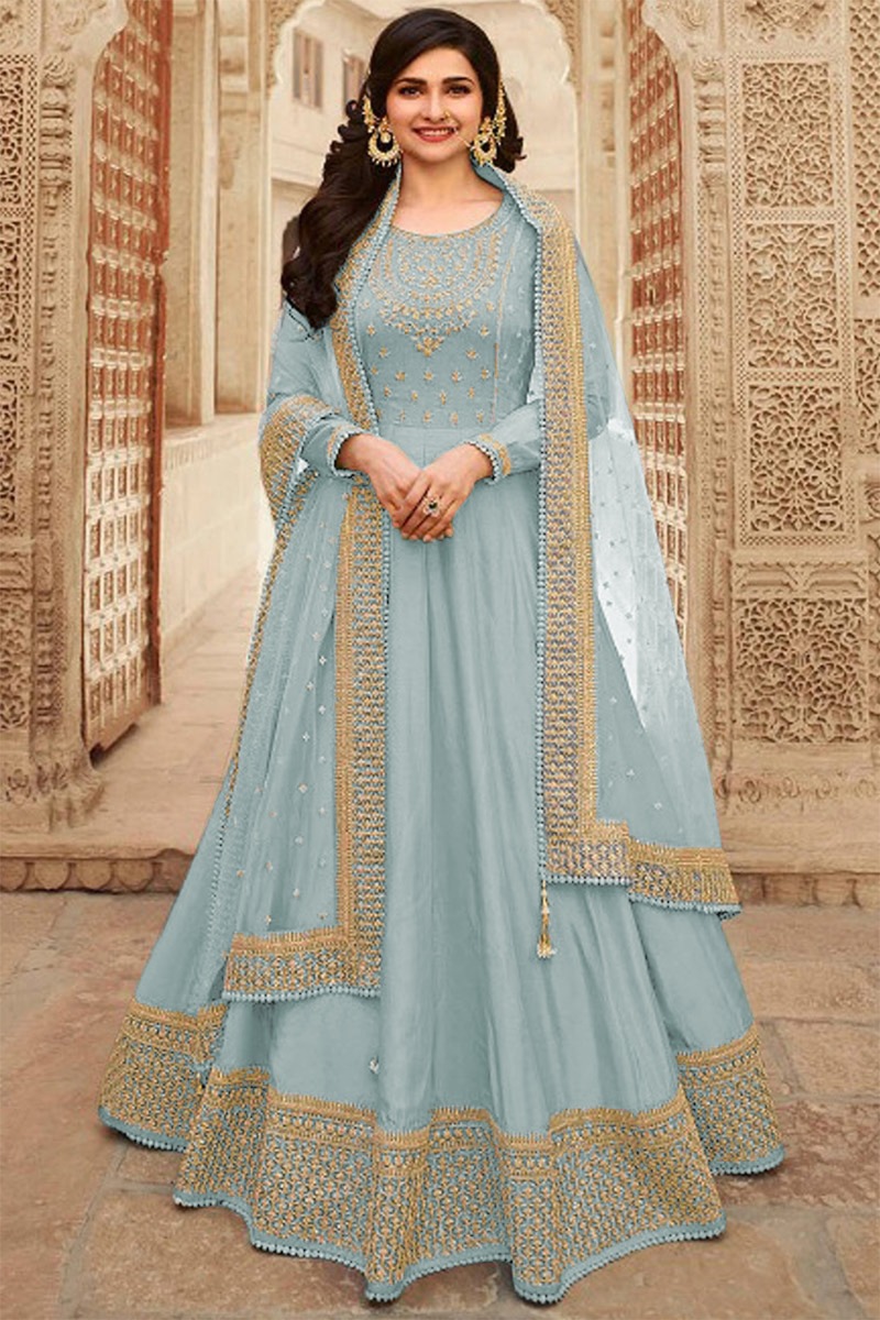 Grey anarkali suit hotsell