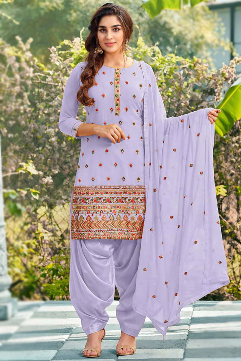 Light purple punjabi suit best sale