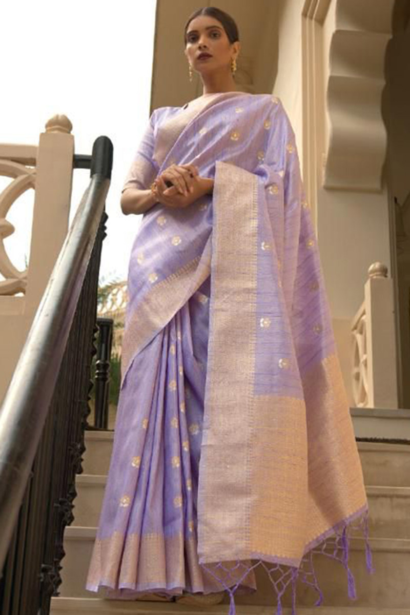 Light Purple Silk Woven Zari Saree|SARV129826