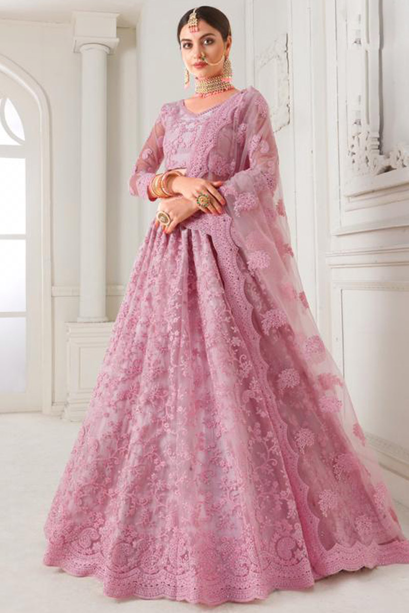 Buy Lilac Purple Net Lehenga with Net Choli Online LLCV01266