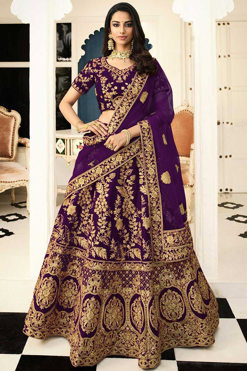 Velvet purple lehenga outlet