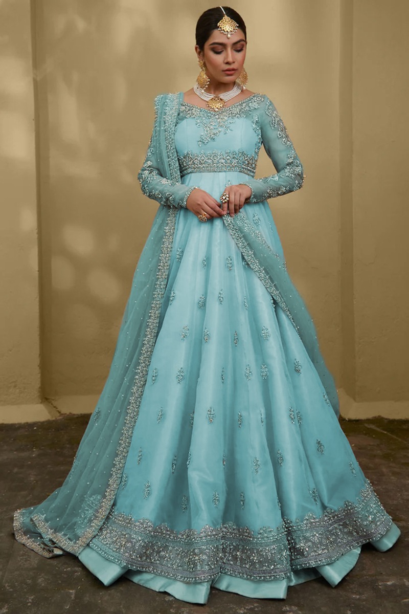 Sky blue lehenga choli designs on sale