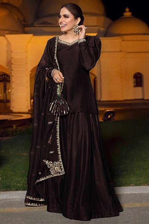 Buy Brown Mehndi Indian Dresses Online for Women in USA