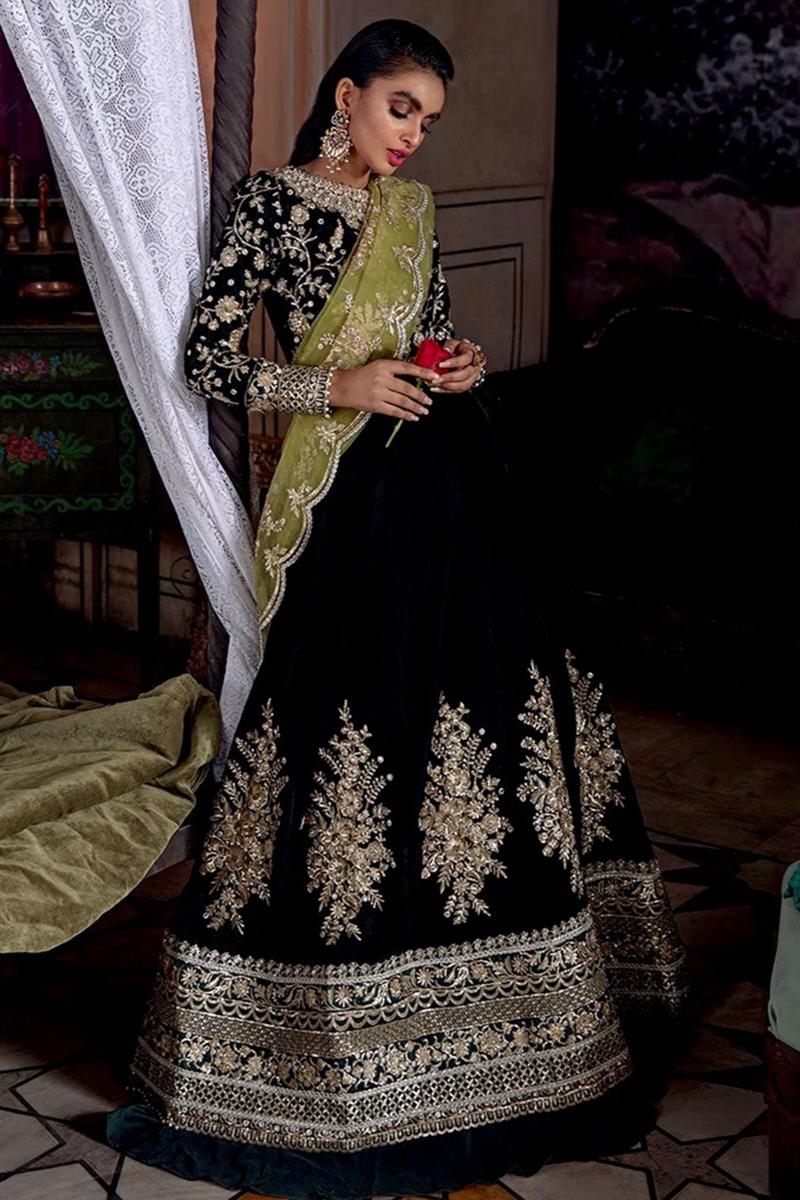 Latest Fashion Sequins Embroidered Black Lehenga LLCV110420