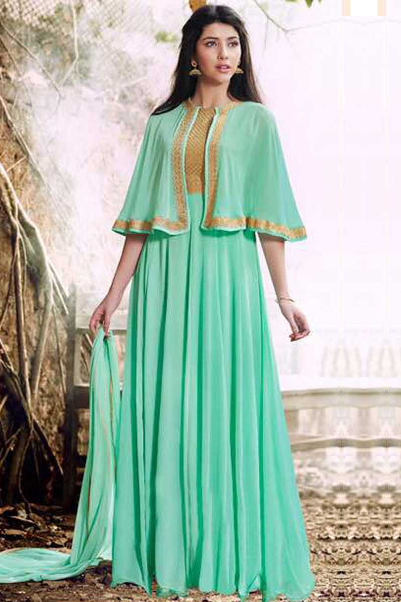 Share 83+ aqua green gown super hot