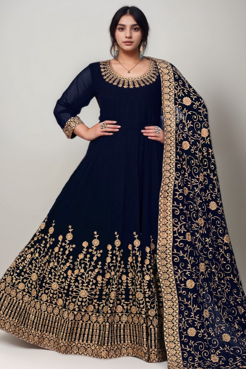 navy blue and gold dress plus size Ever-Pretty Inclusive Plus Size Sequin Bodice Evening Dress with Three Quarter Sleeves main image 0