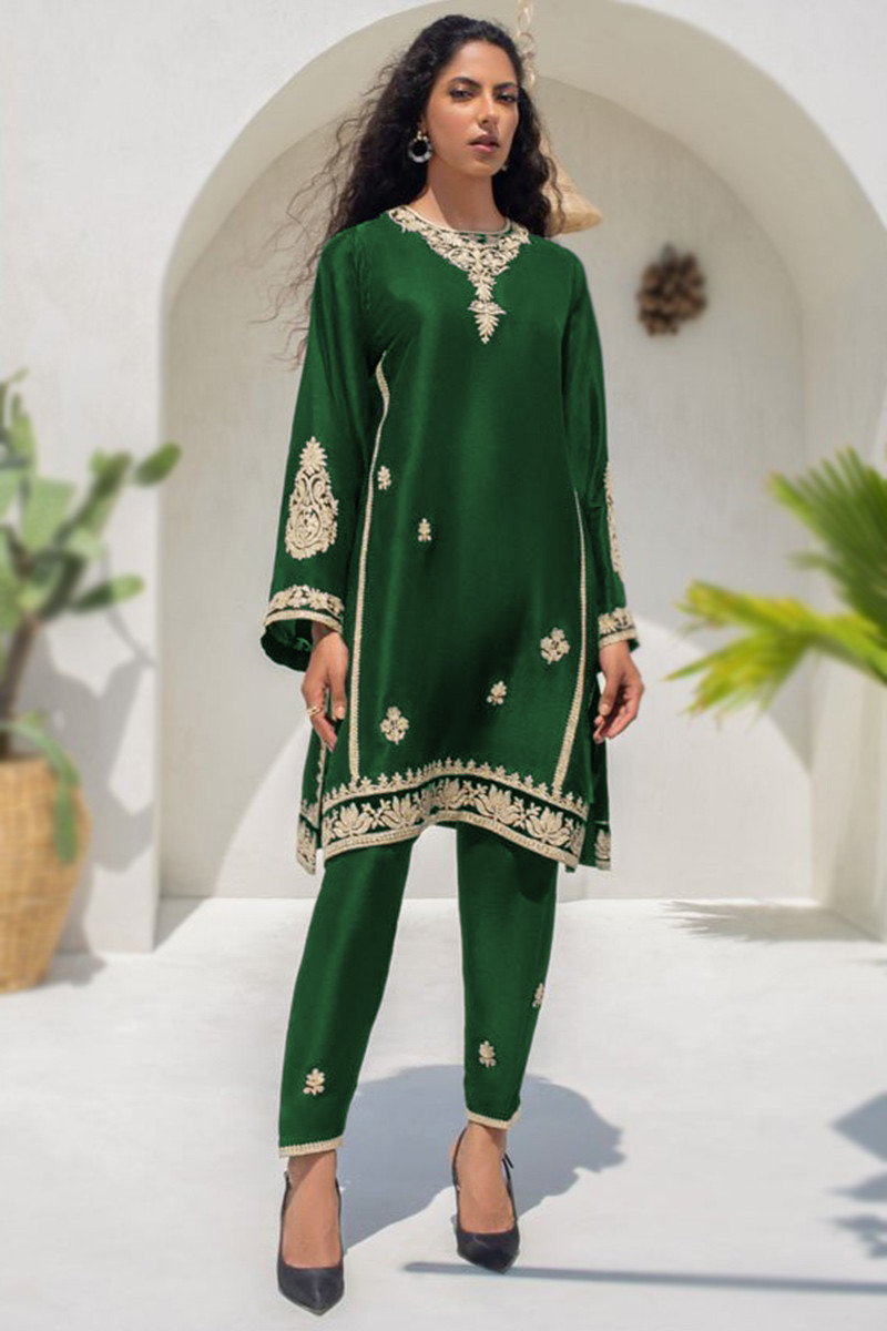 Dark green trouser suit best sale