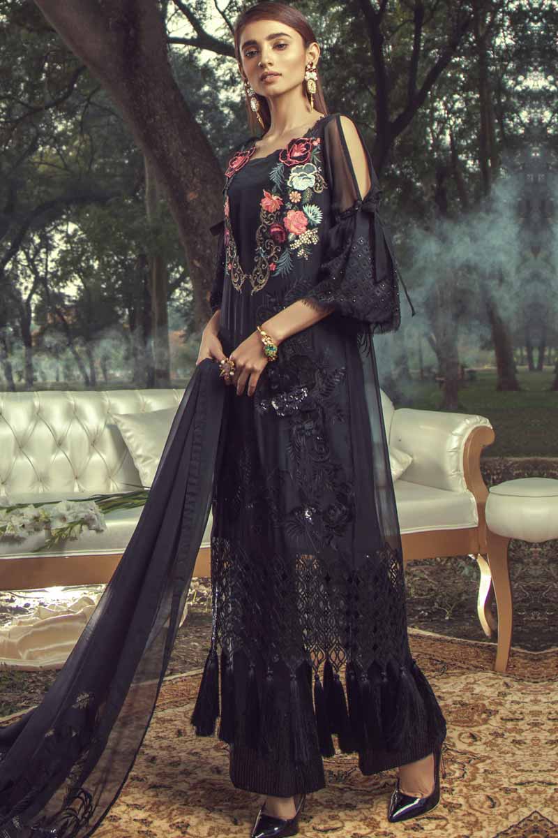 black chiffon pant suit