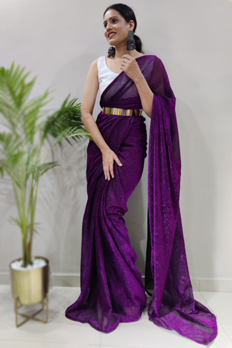 Gold Shimmer Lycra Skirt Saree Set Design by AHI CLOTHING at Pernia's Pop  Up Shop 2023